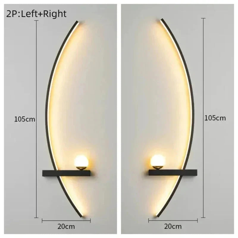 Crescent LED Wall Lamp – Minimalist Sconce, Gold/Black