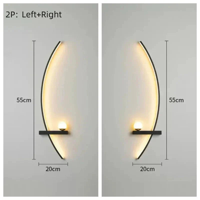 Crescent LED Wall Lamp – Minimalist Sconce, Gold/Black