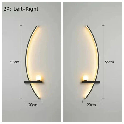 Crescent LED Wall Lamp – Minimalist Sconce, Gold/Black