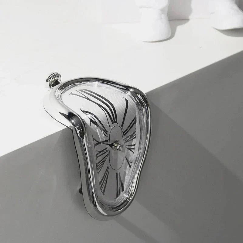 Melting Clock Sculpture – Surrealist Desk & Shelf Decor