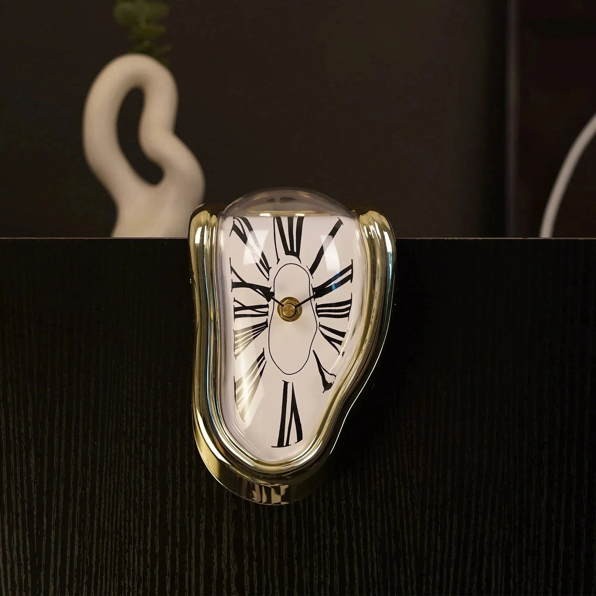 Melting Clock Sculpture – Surrealist Desk & Shelf Decor