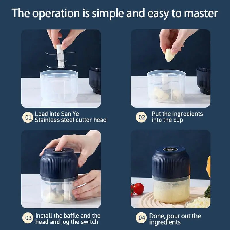 Mini Electric Food Chopper – Rechargeable, USB Charging