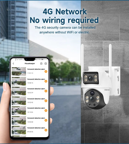 Dual Lens Solar 4G PTZ Security Camera – No WiFi Needed