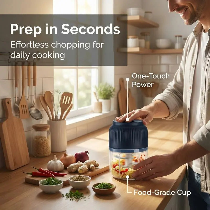 Mini Electric Food Chopper – Rechargeable, USB Charging