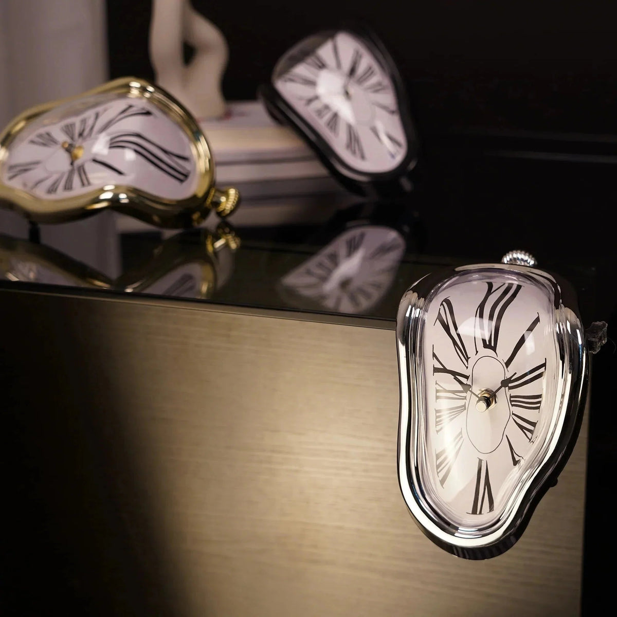 Melting Clock Sculpture – Surrealist Desk & Shelf Decor