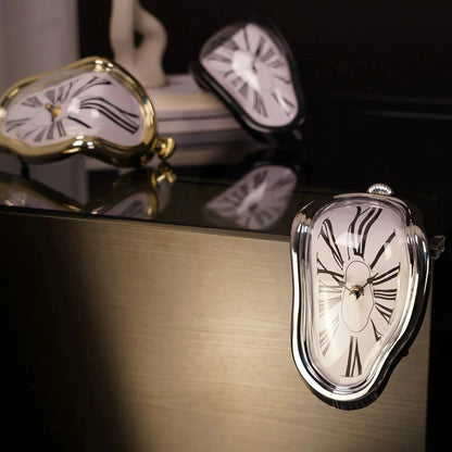 Melting Clock Sculpture – Surrealist Desk & Shelf Decor