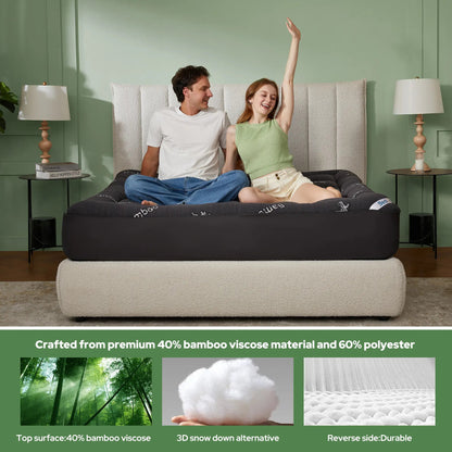Bamboo Cooling Mattress Topper – Fitted, Deep Pocket