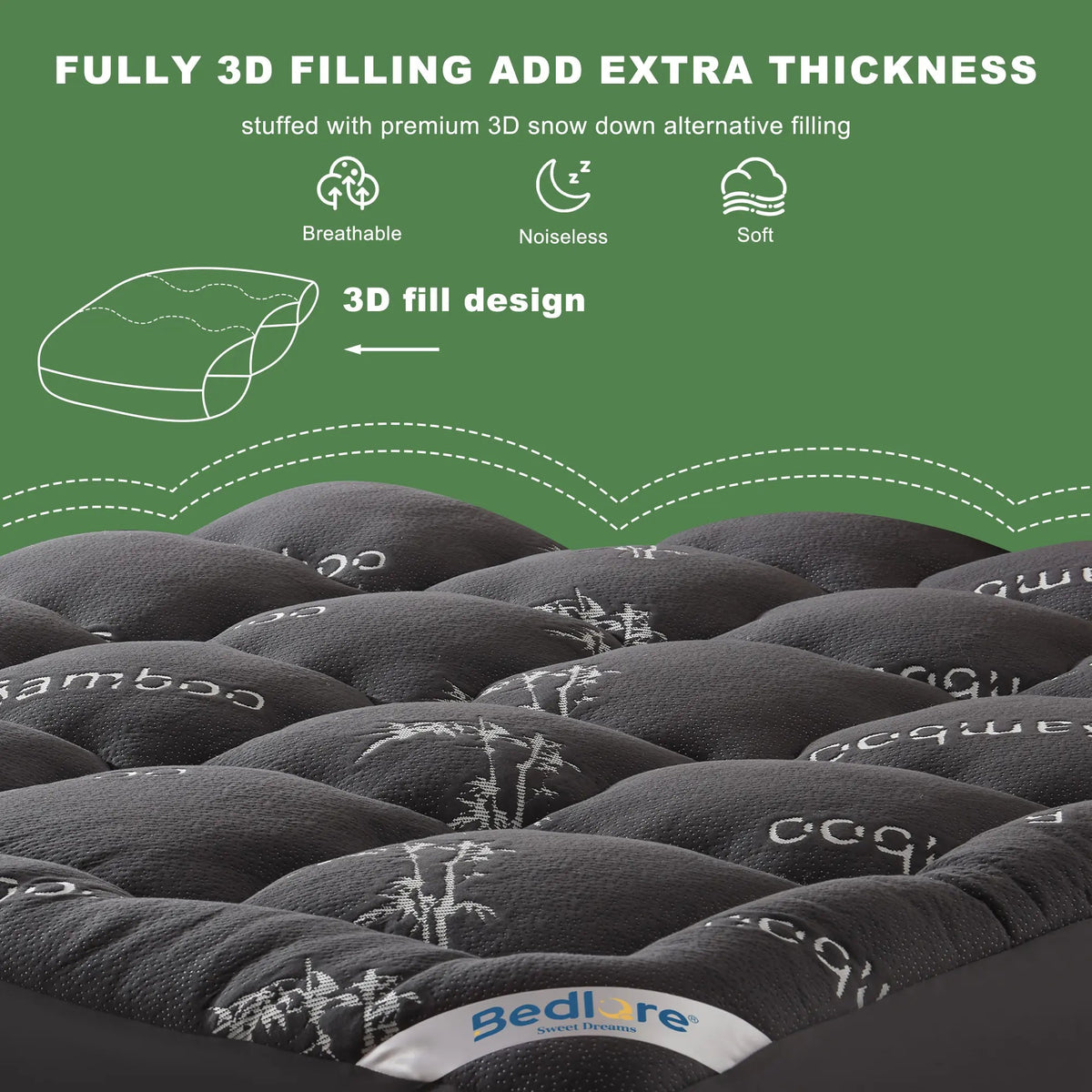 Bamboo Cooling Mattress Topper – Fitted, Deep Pocket