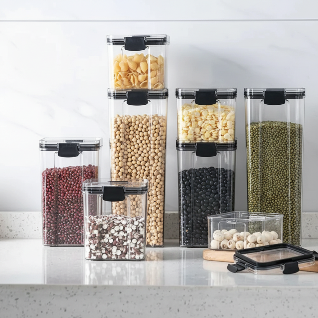 Clear Airtight Food Storage Containers – Stackable Sizes